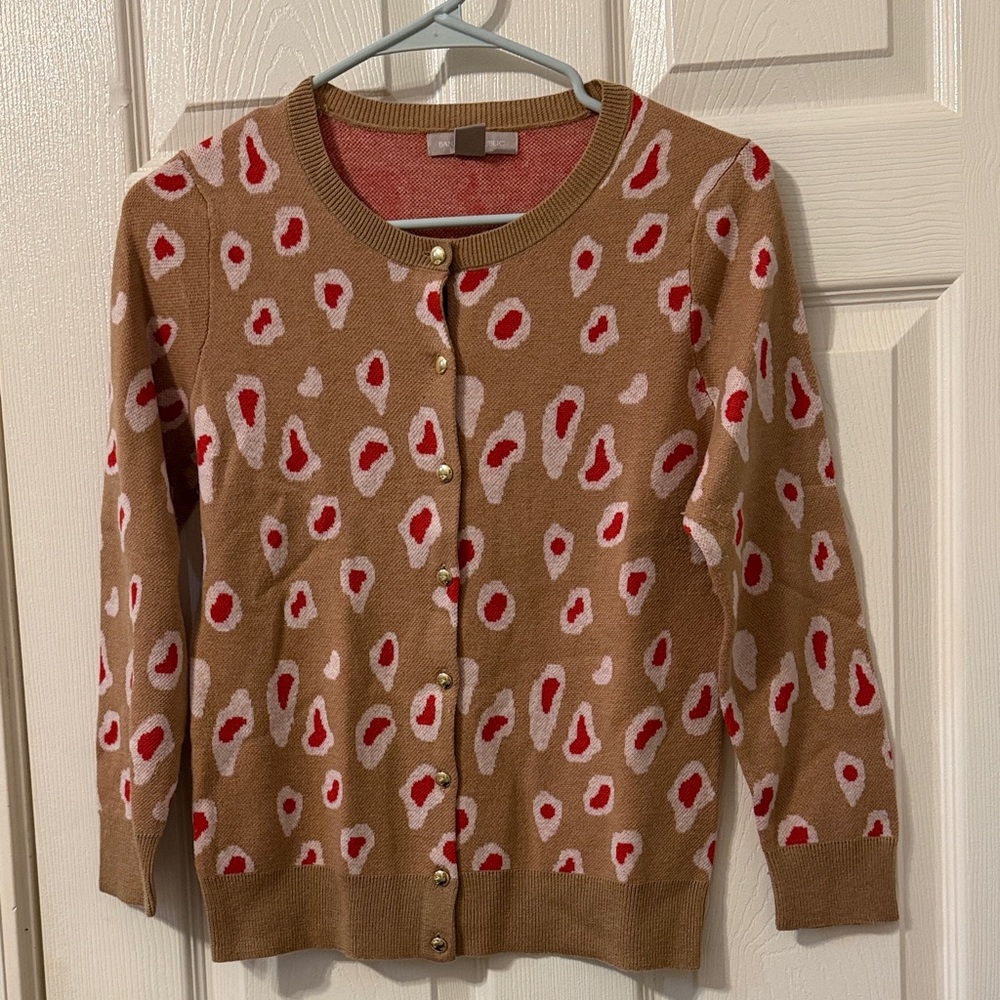 Banana Republic Stylish Tan and Red Patterned Women's Sweater
